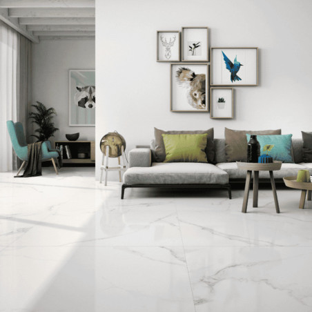 Dlažba imitácia mramoru SEVILLA 60x120 s matným povrchom v obývačke