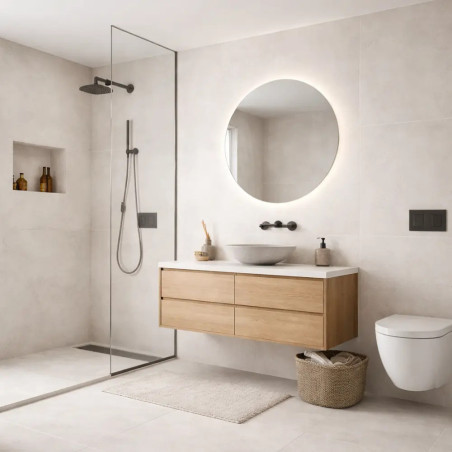 Dlažba imitácia betónu MASSIVE SNOW v kúpeľni