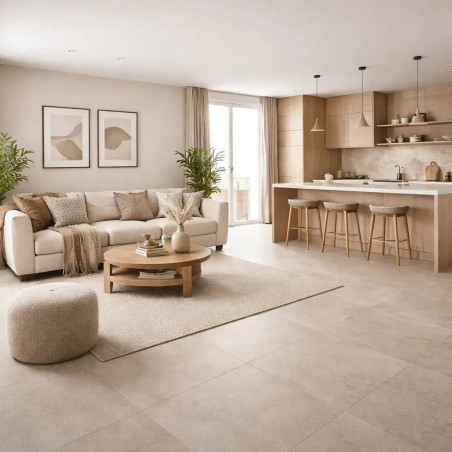 Dlažba imitácia betónu MASSIVE ASHEN v obývačke