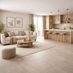 Dlažba imitácia betónu MASSIVE ASHEN v obývačke