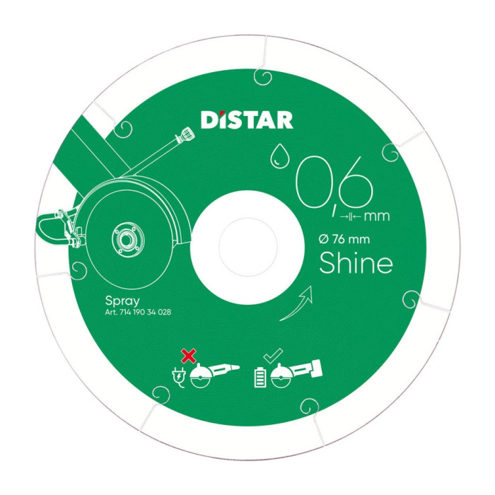 DIAMANTOVÝ REZNÝ KOTÚČ NA DLAŽBU DISTAR SHINE 76 x 10 mm