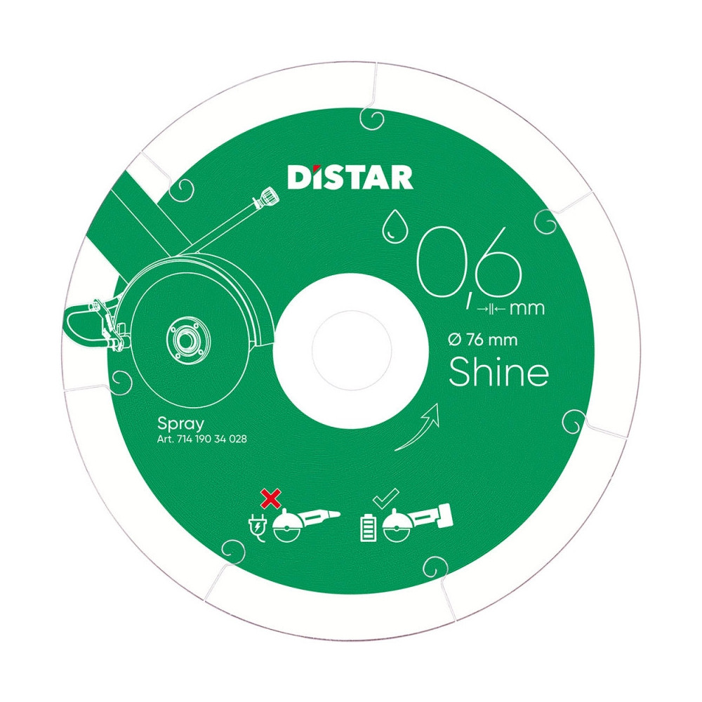 DIAMANTOVÝ REZNÝ KOTÚČ NA DLAŽBU DISTAR SHINE 76 x 10 mm