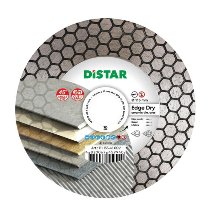 DIAMANTOVÝ REZNÝ KOTÚČ NA DLAŽBU DISTAR EDGE DRY 115 x 22,23 mm