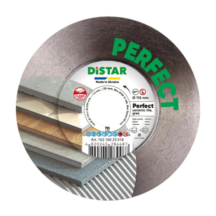 DIAMANTOVÝ REZNÝ KOTÚČ NA DLAŽBU DISTAR PERFECT 115 x 22,23/H mm