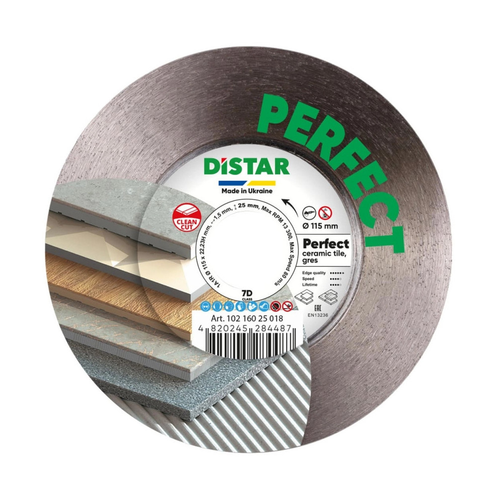 DIAMANTOVÝ REZNÝ KOTÚČ NA DLAŽBU DISTAR PERFECT 115 x 22,23/H mm