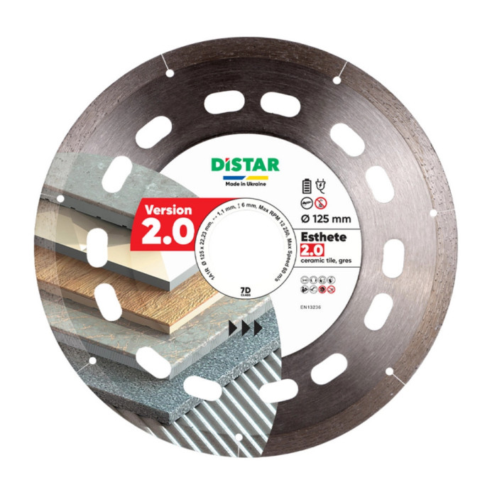 DIAMANTOVÝ REZNÝ KOTÚČ NA DLAŽBU DISTAR ESTHETE 2.0 125 x 22,23 mm