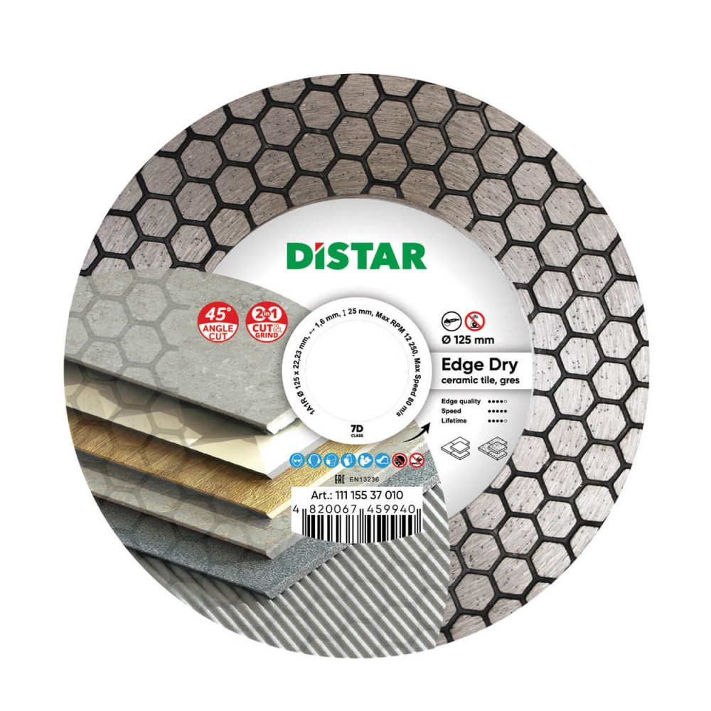 DIAMANTOVÝ REZNÝ KOTÚČ NA DLAŽBU DISTAR EDGE DRY 125 x 22,23 mm