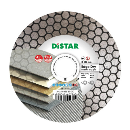 DIAMANTOVÝ REZNÝ KOTÚČ NA DLAŽBU DISTAR EDGE DRY 125 x 22,23 mm