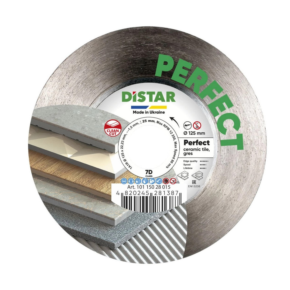 DIAMANTOVÝ REZNÝ KOTÚČ NA DLAŽBU DISTAR PERFECT 125 x 22,23/H mm