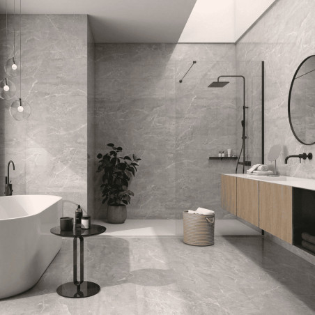 Dlažba imitácia mramoru YAMEN GRIS 60x60 v kúpeľni