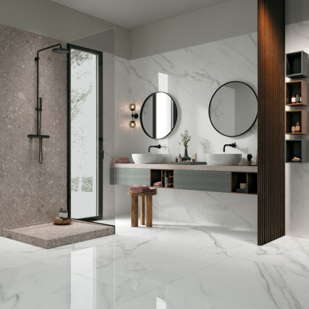 Dlažba imitácia mramoru JEWELS 2.0 STATUARIO VENATO JW 14 60x120 - matný povrch R9 Mirage
