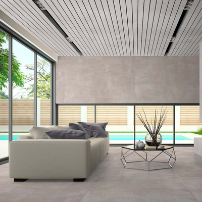 Energieker Concept Greige ako dlažba na podlahe v modernej obývačke