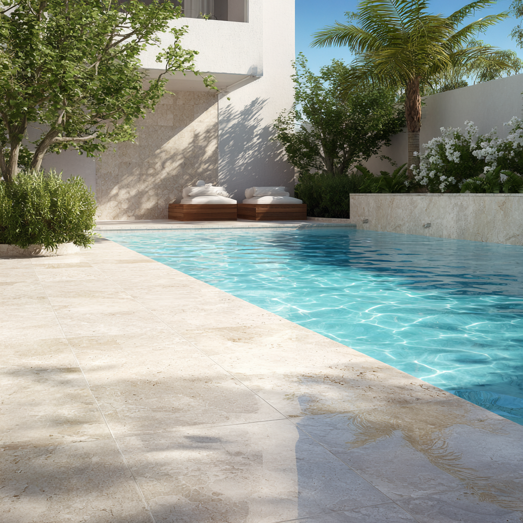 Protišmyková dlažba k bazénu imitácia kameňa