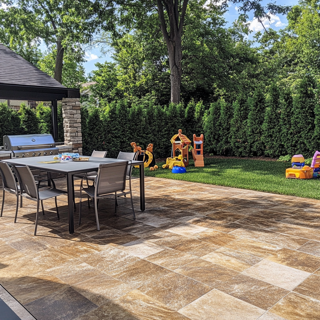 Dlažba imitácia kameňa na terase v exteriéri