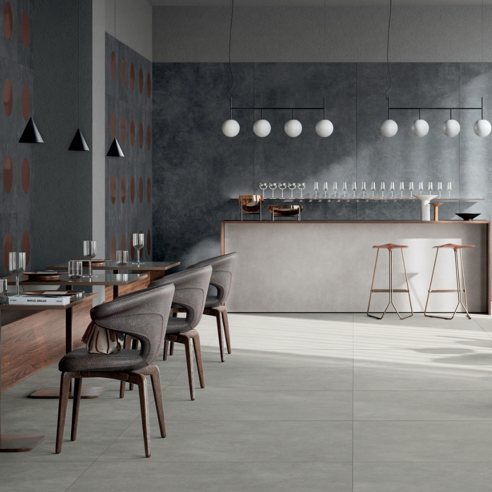 Dlažba imitácia betónu Mirage Glocal Essence GC 12 v reštaurácii
